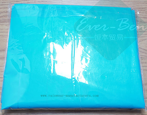 Blue PEVA disposable waterproof poncho packing bag
